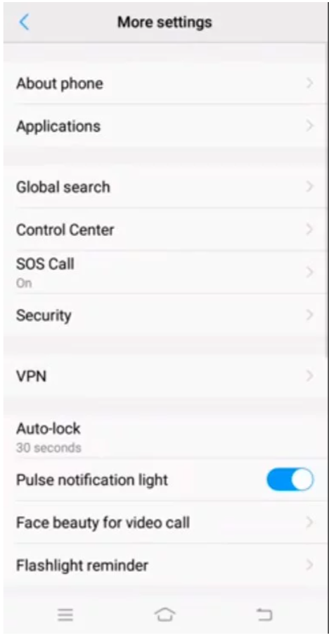 Tap on more settings