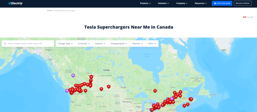 Tesla Supercharger Near Me Feature