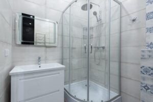 Modern bathroom with shower cabin