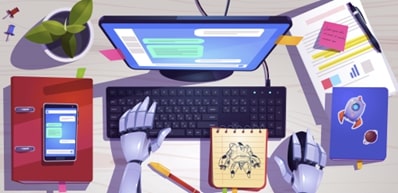 AI Robots using desktop
